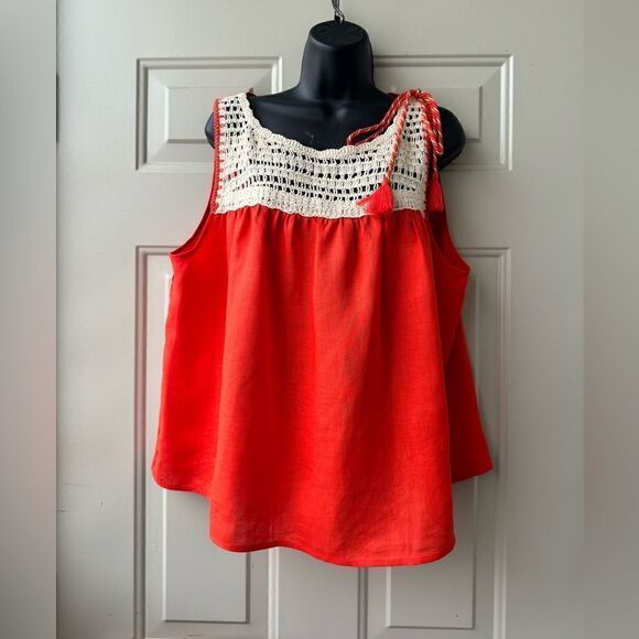 ANDEW MARC Women's Short Sleeve Top 100% Linen Size XL - Picture 1 of 7